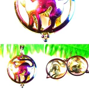 New Rainbow Hematite Cat Open Design Pendant.